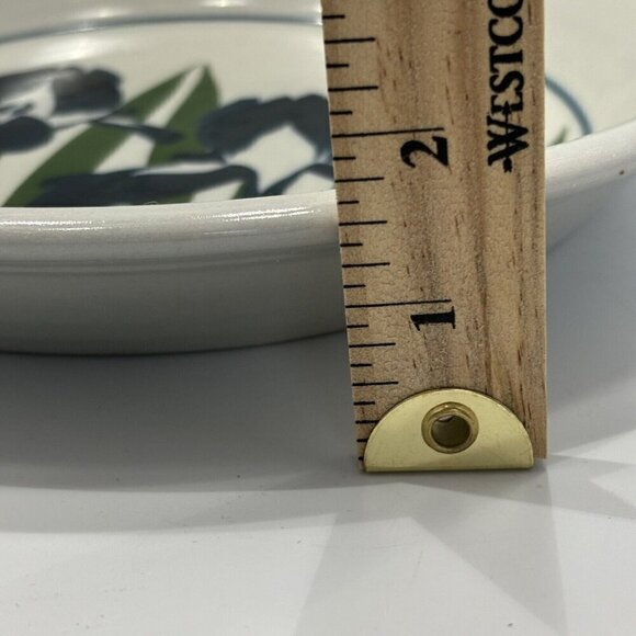 Handcrafted Pottery Artisan Signed Ward  Glazed Pie Plate Shallow Bowl Iris - Picture 9 of 12